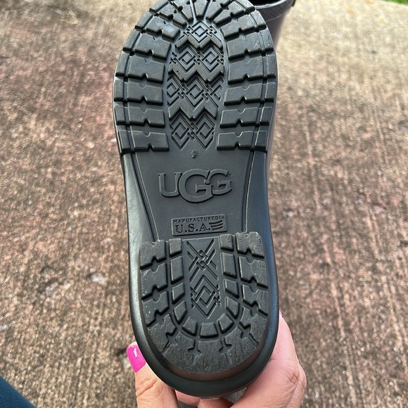 UGG SHAYE BLACK TALL RUBBER RAIN BOOTS FUR INSOLE SIZE US 7womens - Picture 12 of 15